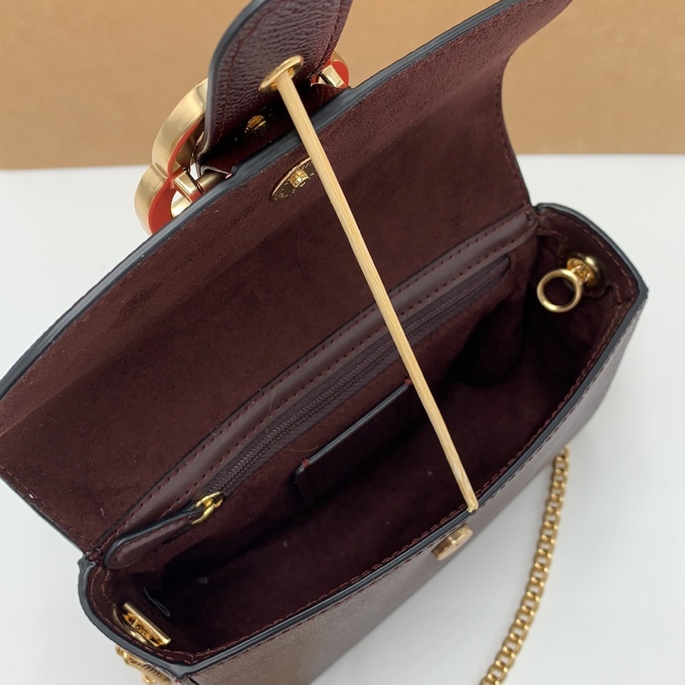 Coach Gemma Crossbody In Colorblock With Butterfly Buckle Strawberry Haze/Cranb - Picture 13 of 16